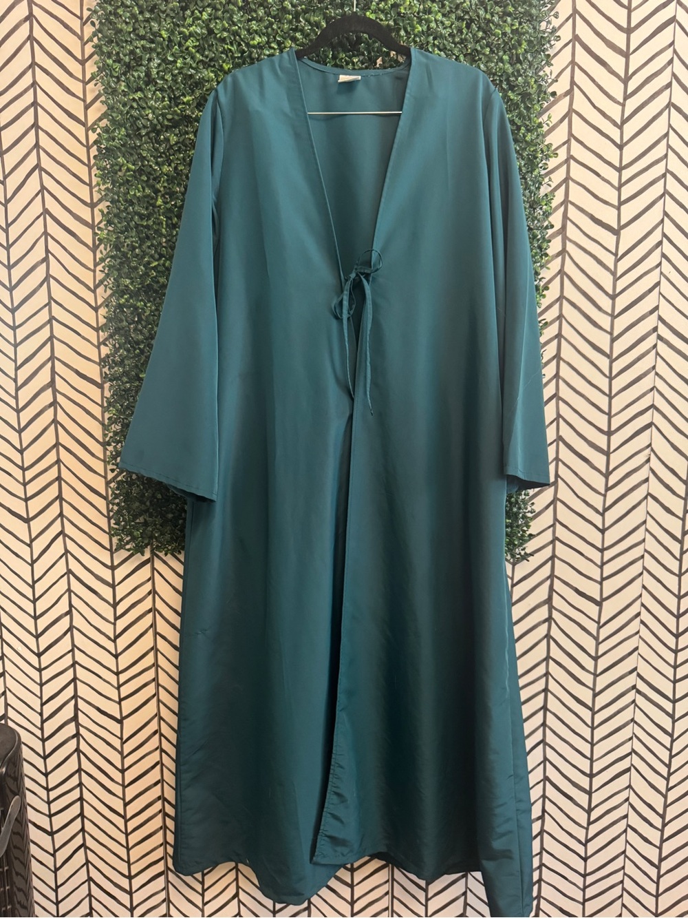 Emerald Green Abaya Open Front Maxi Kimono Duster Modest Islamic Wear